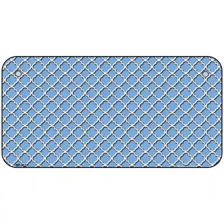 Light Blue White Quatrefoil Metal Novelty License Plate 6" x 3" (BP)