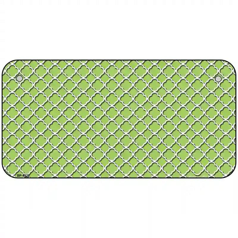 Lime Green White Quatrefoil Metal Novelty License Plate 6" x 3" (BP)