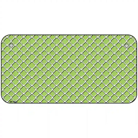 Lime Green White Quatrefoil Metal Novelty License Plate 6" x 3" (BP)