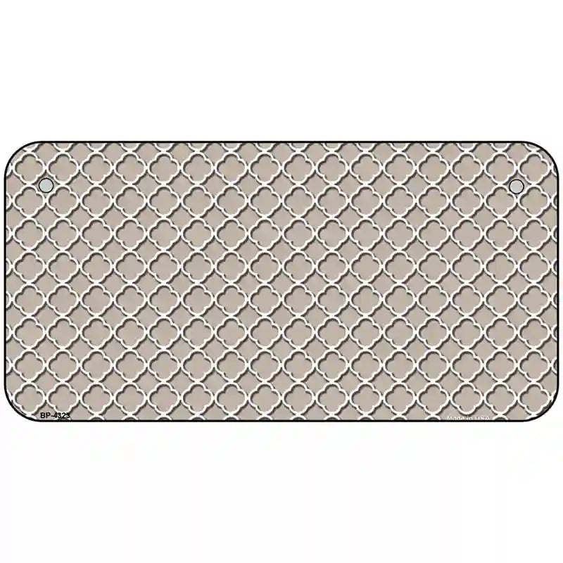 Tan White Quatrefoil Metal Novelty License Plate 6" x 3" (BP)