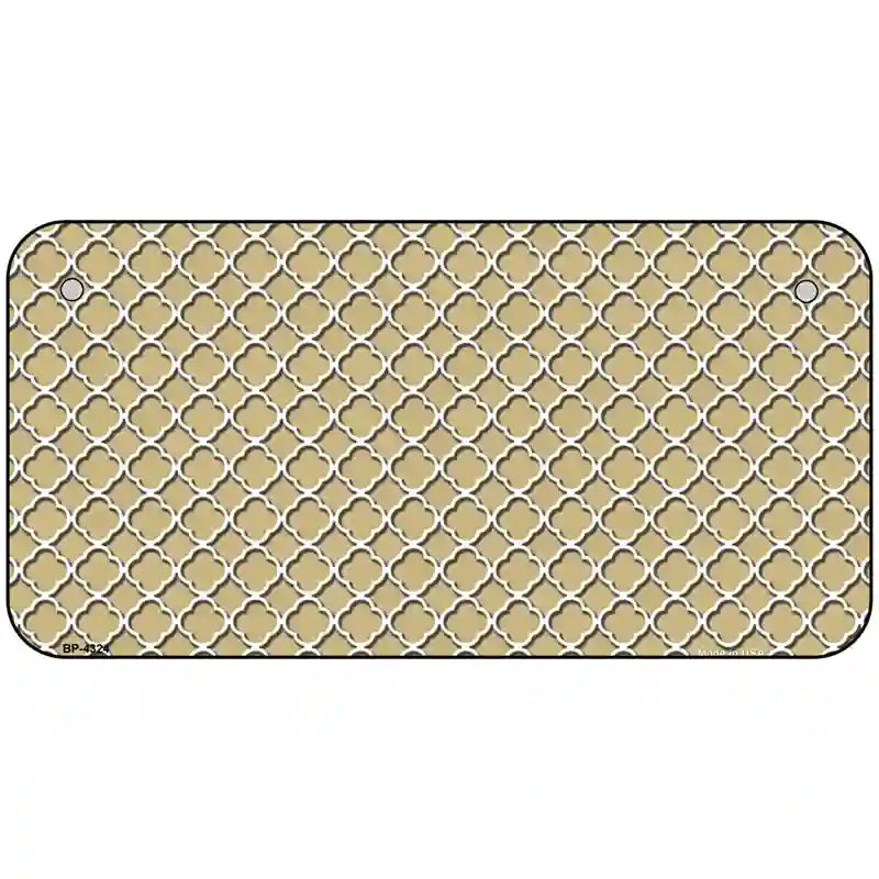 Gold White Quatrefoil Metal Novelty License Plate 6" x 3" (BP)