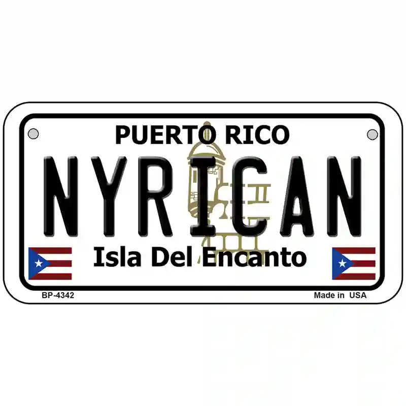 Nyrican Puerto Rico Metal Novelty License Plate 6" x 3" (BP)