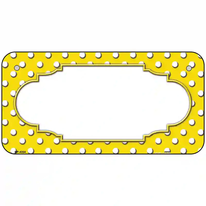 Scallop Yellow White Polka Dot Metal Novelty License Plate 6" x 3" (BP)