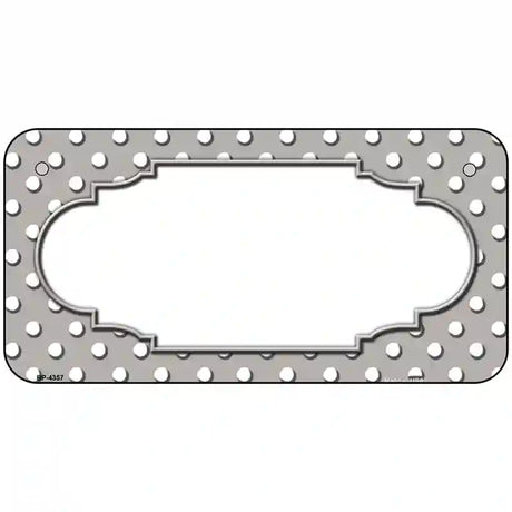 Scallop Grey White Polka Dot Metal Novelty License Plate 6" x 3" (BP)