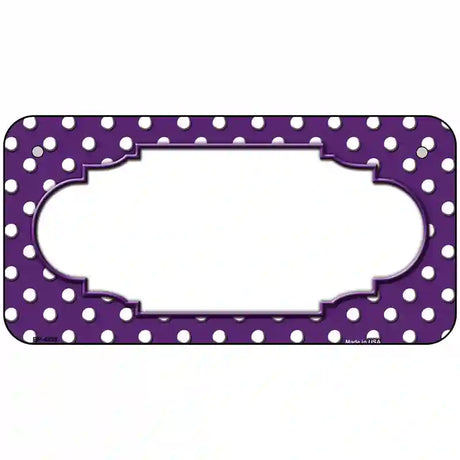 Scallop Purple White Polka Dot Metal Novelty License Plate 6" x 3" (BP)