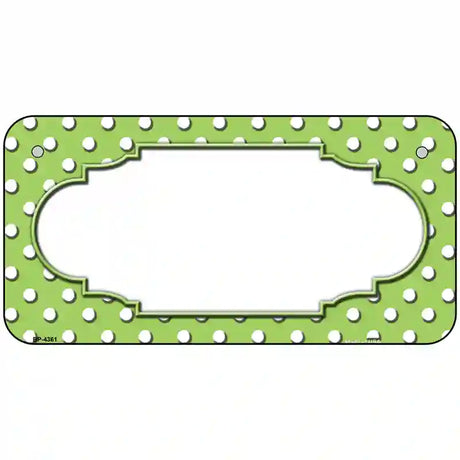 Scallop Lime Green White Polka Dot Metal Novelty License Plate 6" x 3" (BP)