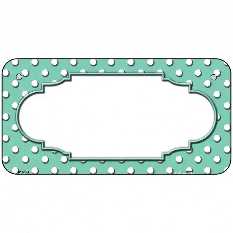 Scallop Mint White Polka Dot Metal Novelty License Plate 6" x 3" (BP)