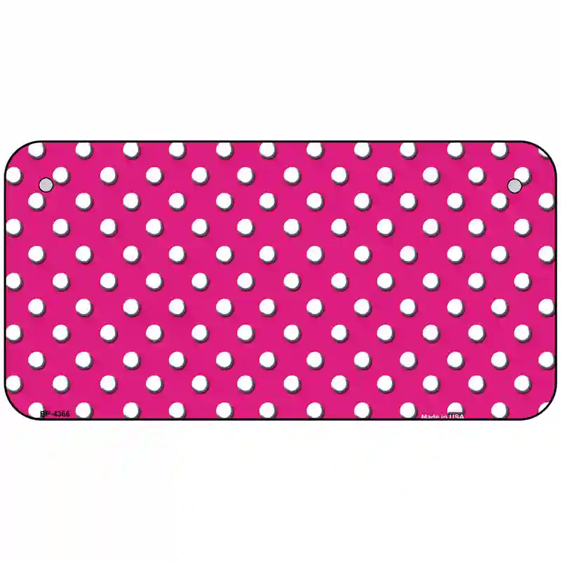 Pink White Polka Dot Metal Novelty License Plate 6" x 3" (BP)