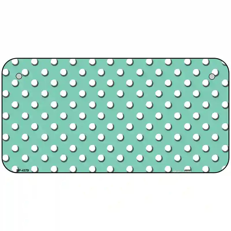 Mint White Polka Dot Metal Novelty License Plate LP-4379 6" x 3" (BP)