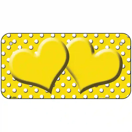 Yellow White Polka Dot Center Hearts Metal Novelty License Plate 6" x 3" (BP)