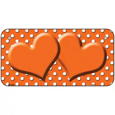 Orange White Polka Dot Center Hearts Metal Novelty License Plate 6" x 3" (BP)