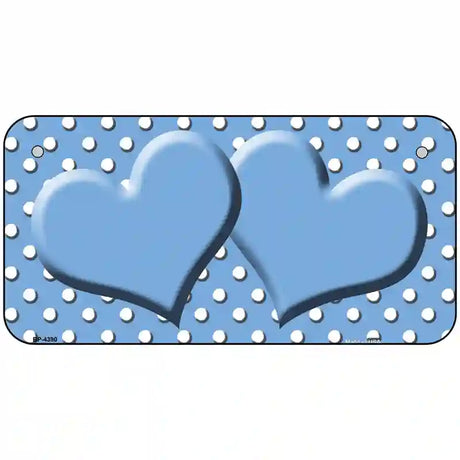 Light Blue White Polka Dot Center Hearts Metal Novelty License Plate 6" x 3" (BP)