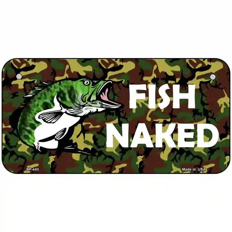 Fish Naked Metal Novelty License Plate 6" x 3" (BP)