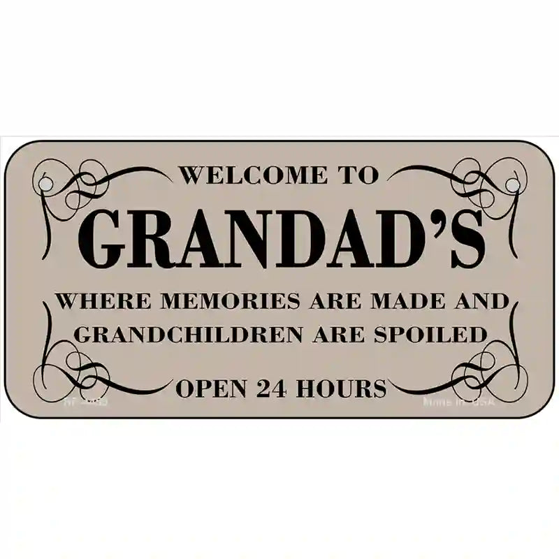 Welcome To Grandads Metal Novelty License Plate 6" x 3" (BP)