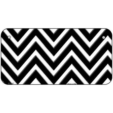 Black White Chevron Metal Novelty License Plate LP-4467 6" x 3" (BP)