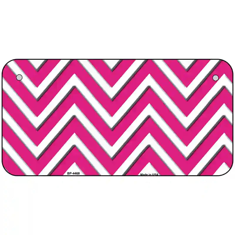 Pink White Chevron Metal Novelty License Plate LP-4468 6" x 3" (BP)