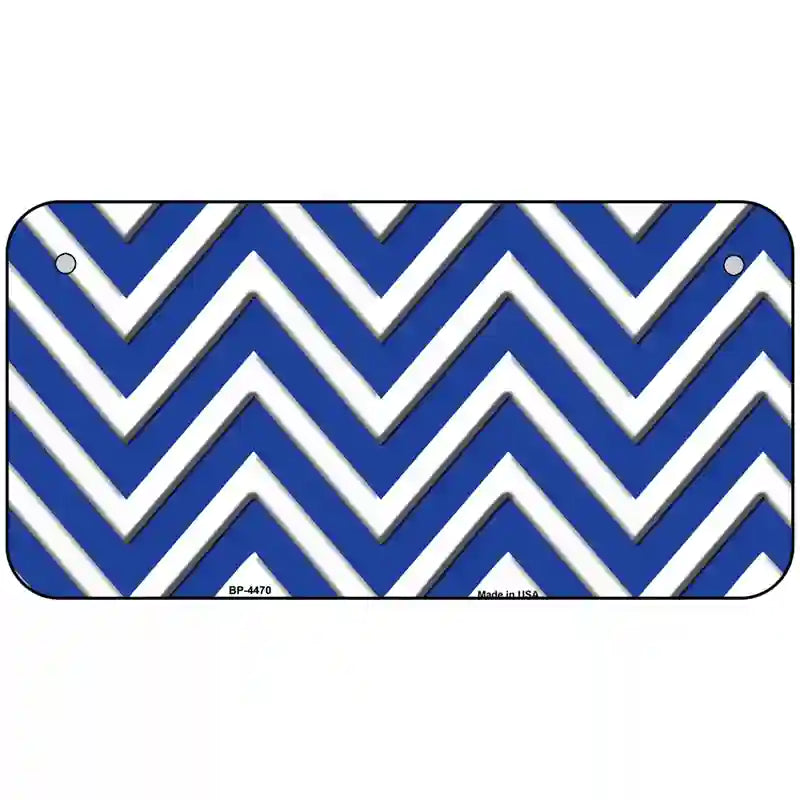 Blue White Chevron Metal Novelty License Plate LP-4470 6" x 3" (BP)