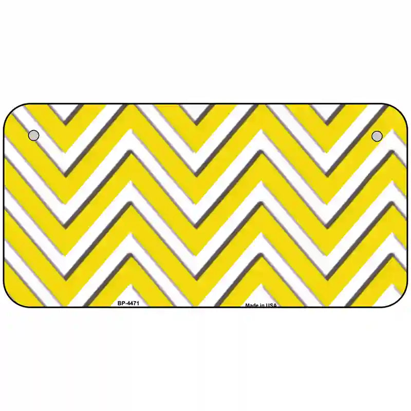 Yellow White Chevron Metal Novelty License Plate LP-4471 6" x 3" (BP)