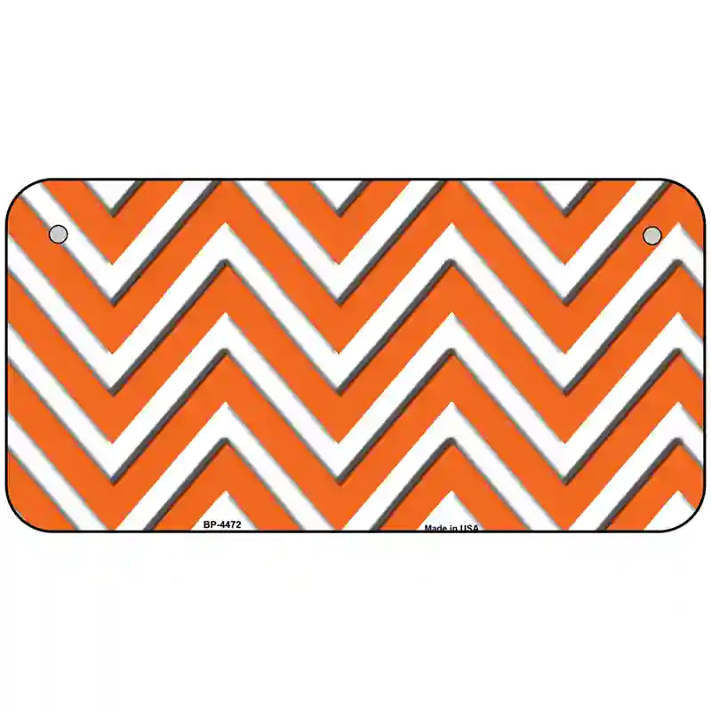 Orange White Chevron Metal Novelty License Plate LP-4472 6" x 3" (BP)