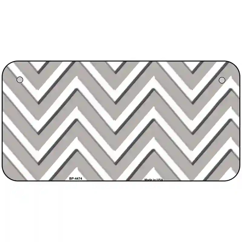 Grey White Chevron Metal Novelty License Plate LP-4474 6" x 3" (BP)