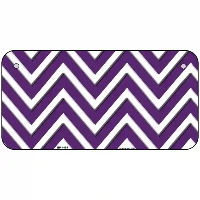 Purple White Chevron Metal Novelty License Plate LP-4475 6" x 3" (BP)