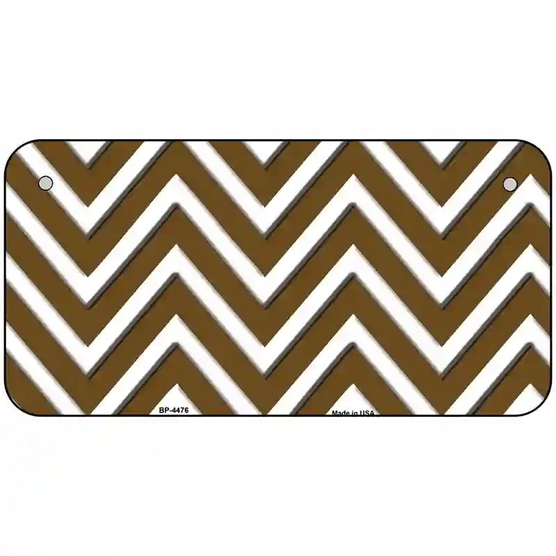 Brown White Chevron Metal Novelty License Plate LP-4476 6" x 3" (BP)