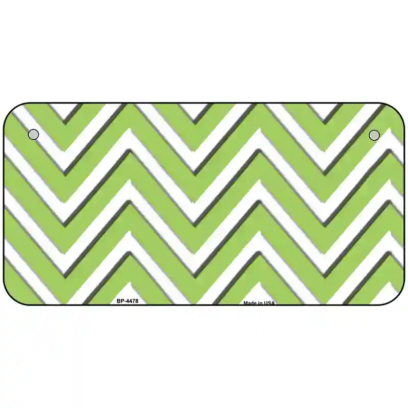 Lime Green White Chevron Metal Novelty License Plate LP-4478 6" x 3" (BP)