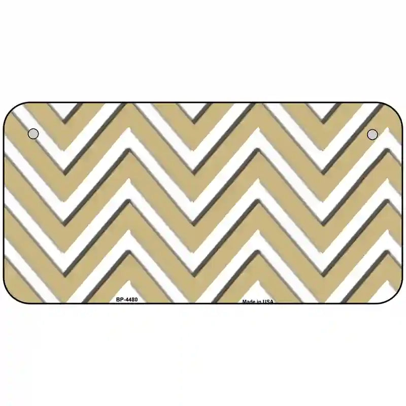 Gold White Chevron Metal Novelty License Plate LP-4480 6" x 3" (BP)