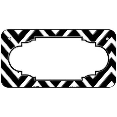 Black White Chevon Center Scallop Metal Novelty License Plate 6" x 3" (BP)