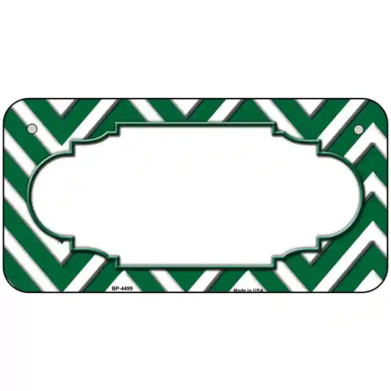 Green White Chevron Center Scallop Metal Novelty License Plate 6" x 3" (BP)