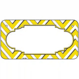 Yellow White Chevron Center Scallop Metal Novelty License Plate 6" x 3" (BP)