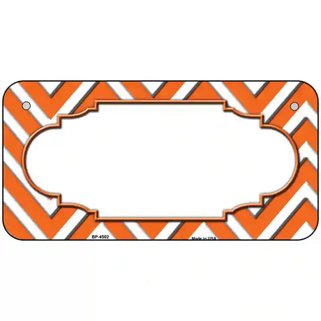 Orange White Chevron Center Scallop Metal Novelty License Plate 6" x 3" (BP)