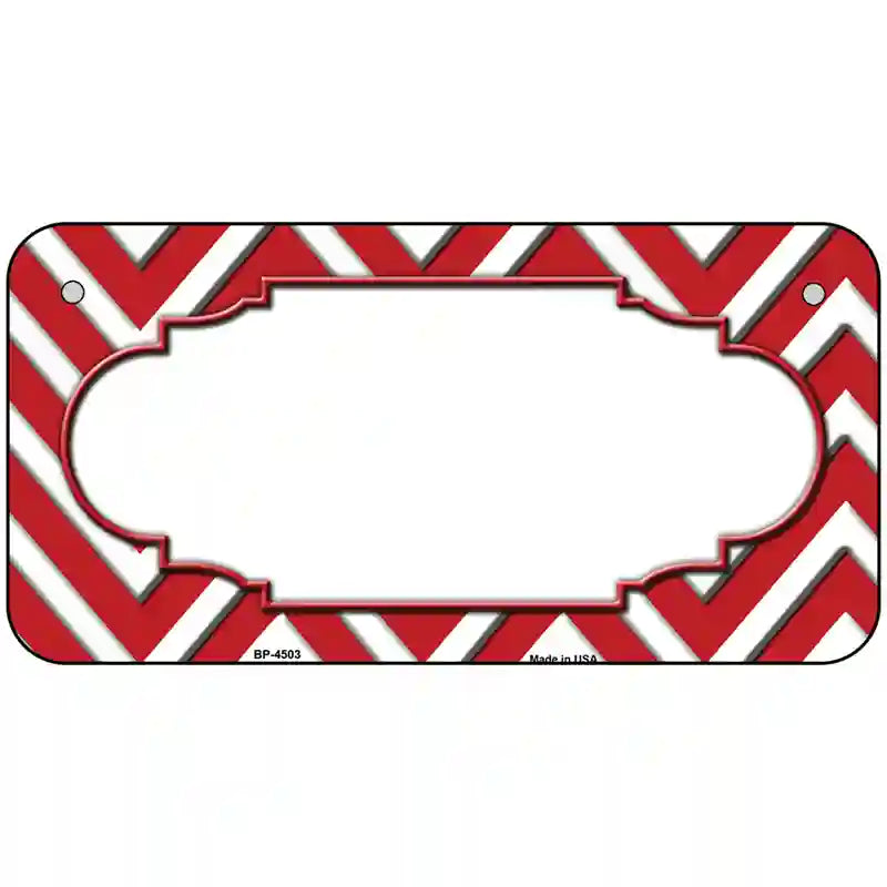 Red White Chevron Center Scallop Metal Novelty License Plate 6" x 3" (BP)