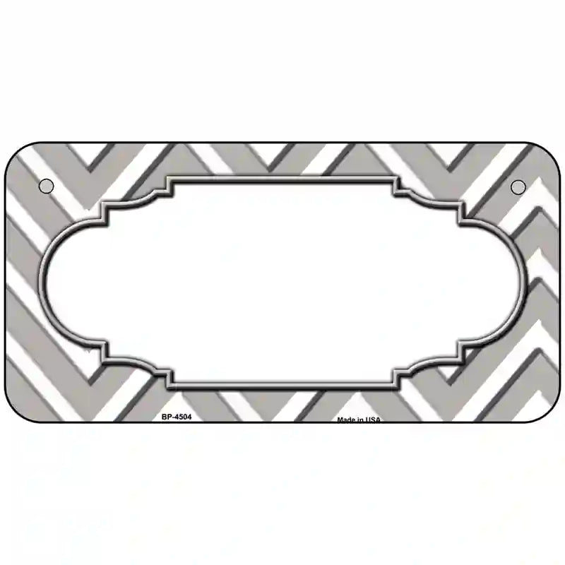 Grey White Chevron Center Scallop Metal Novelty License Plate 6" x 3" (BP)