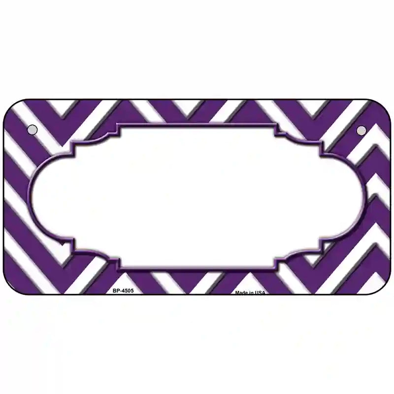 Purple White Chevron Center Scallop Metal Novelty License Plate 6" x 3" (BP)