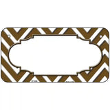 Brown White Chevron Center Scallop Metal Novelty License Plate 6" x 3" (BP)