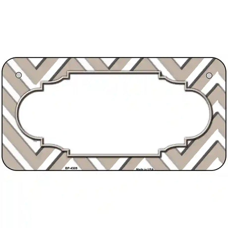 Tan White Chevron Center Scallop Metal Novelty License Plate 6" x 3" (BP)