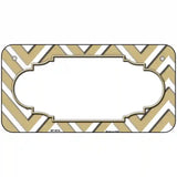 Gold White Chevron Center Scallop Metal Novelty License Plate 6" x 3" (BP)