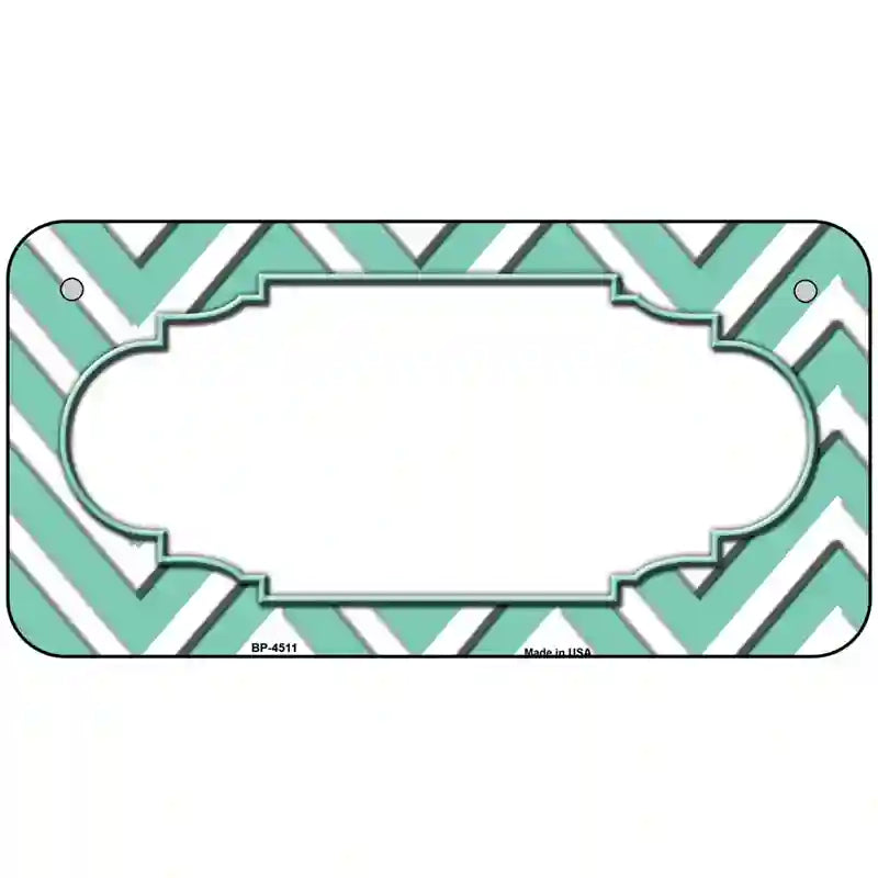 Mint White Chevron Center Scallop Metal Novelty License Plate 6" x 3" (BP)