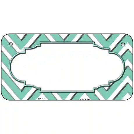 Mint White Chevron Center Scallop Metal Novelty License Plate 6" x 3" (BP)