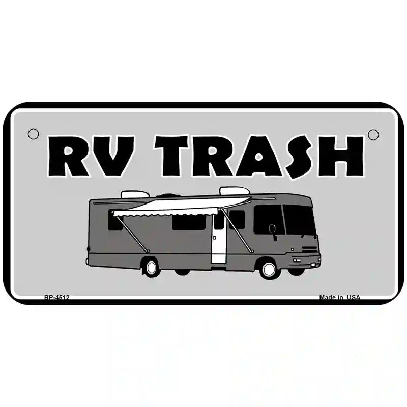 RV Trash Aluminum Automotive Novelty License Plate 6" x 3" (BP)