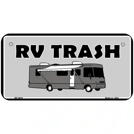 RV Trash Aluminum Automotive Novelty License Plate 6" x 3" (BP)