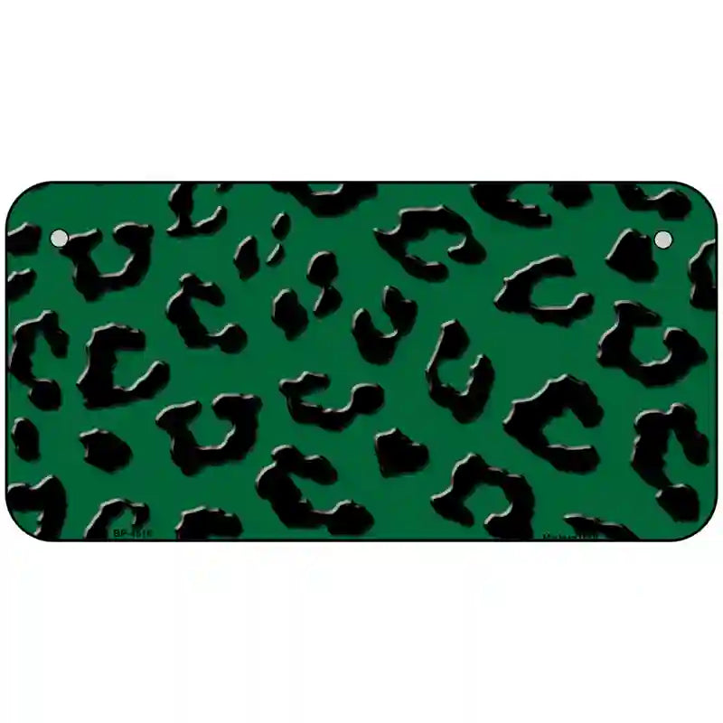 Green Black Cheetah Metal Novelty License Plate 6" x 3" (BP)