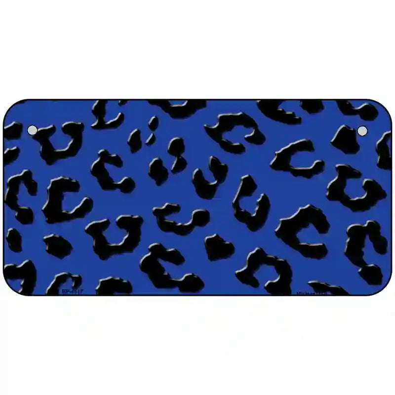 Blue Black Cheetah Metal Novelty License Plate 6" x 3" (BP)