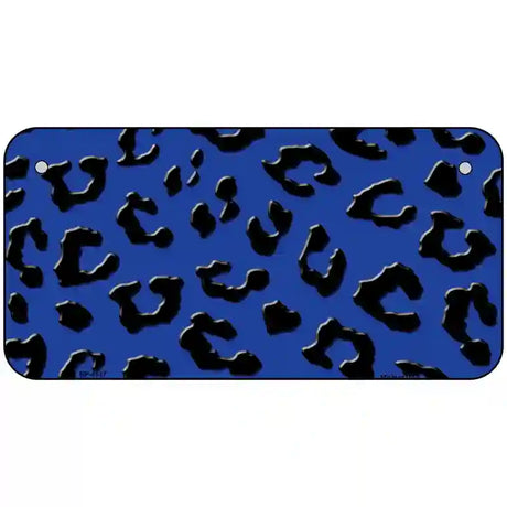 Blue Black Cheetah Metal Novelty License Plate 6" x 3" (BP)