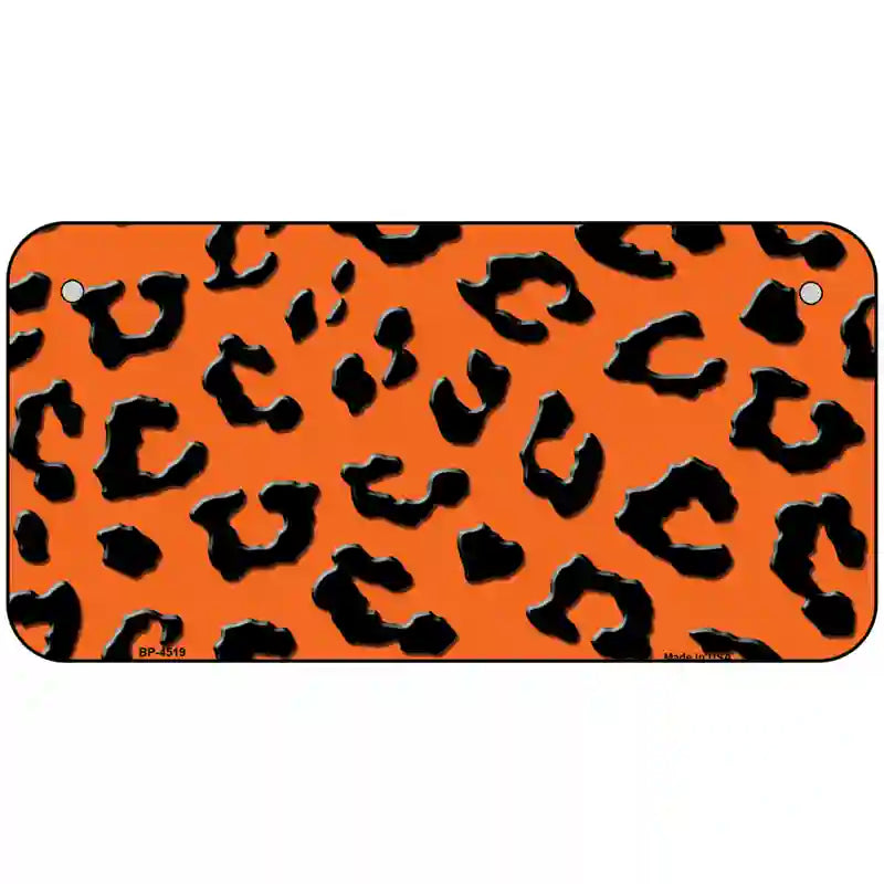 Orange Black Cheetah Metal Novelty License Plate 6" x 3" (BP)