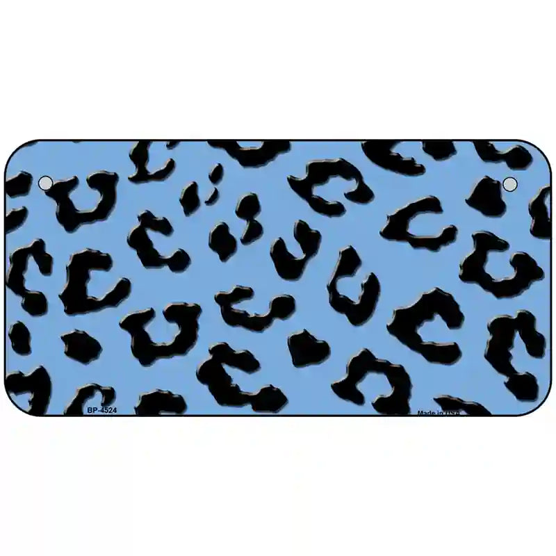 Light Blue Black Cheetah Metal Novelty License Plate 6" x 3" (BP)