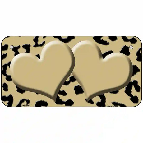 Gold Black Cheetah Gold Center Hearts Metal Novelty License Plate 6" x 3" (BP)