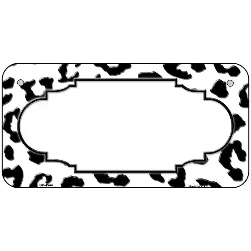 White Black Cheetah Scallop Metal Novelty License Plate 6" x 3" (BP)