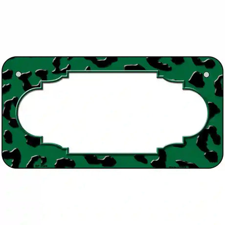 Green Black Cheetah Scallop Metal Novelty License Plate 6" x 3" (BP)